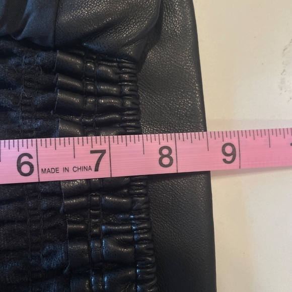 WAYF Black Talia Rodeo Drive Faux Leather Ruched Cami Crop Top – Size S - Picture 14 of 16